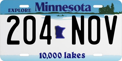 MN license plate 204NOV