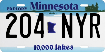 MN license plate 204NYR