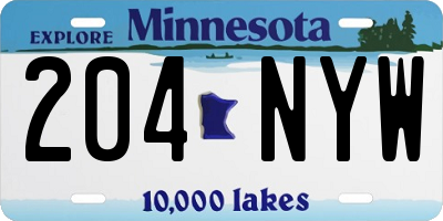 MN license plate 204NYW