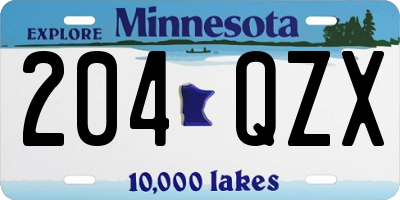 MN license plate 204QZX