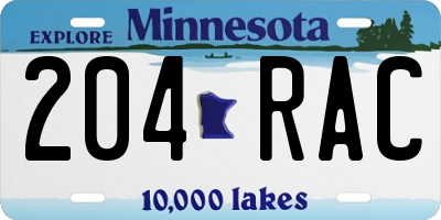 MN license plate 204RAC