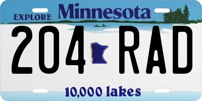 MN license plate 204RAD