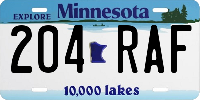 MN license plate 204RAF