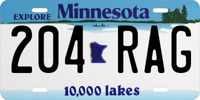 MN license plate 204RAG
