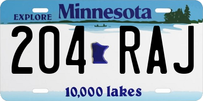 MN license plate 204RAJ