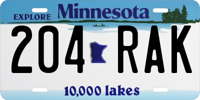 MN license plate 204RAK