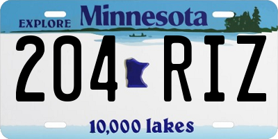 MN license plate 204RIZ