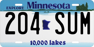 MN license plate 204SUM
