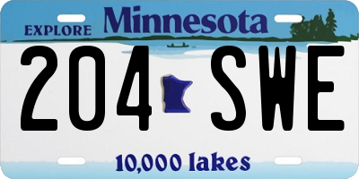 MN license plate 204SWE