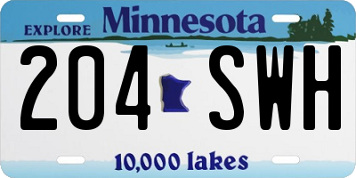 MN license plate 204SWH
