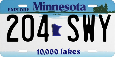 MN license plate 204SWY