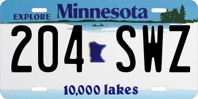 MN license plate 204SWZ
