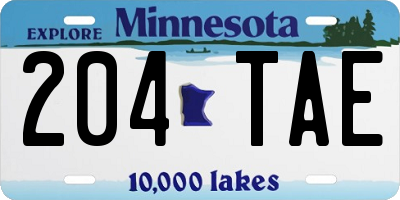 MN license plate 204TAE