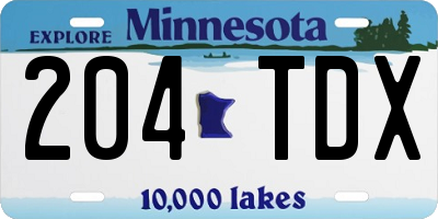MN license plate 204TDX