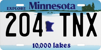 MN license plate 204TNX