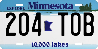MN license plate 204TOB