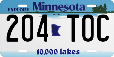 MN license plate 204TOC