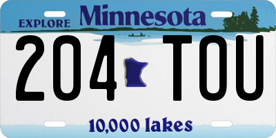 MN license plate 204TOU