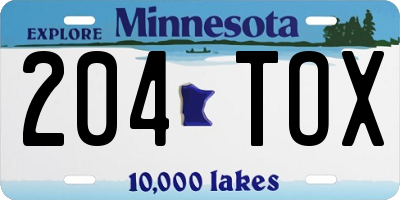 MN license plate 204TOX