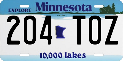MN license plate 204TOZ