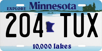 MN license plate 204TUX