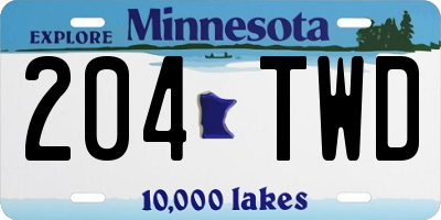 MN license plate 204TWD