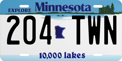 MN license plate 204TWN