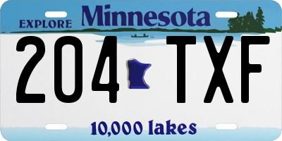 MN license plate 204TXF