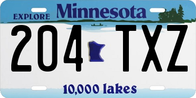 MN license plate 204TXZ