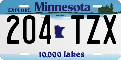 MN license plate 204TZX