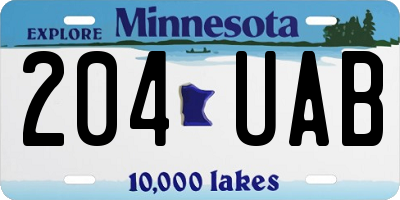 MN license plate 204UAB