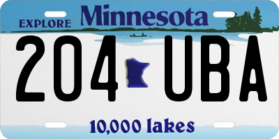 MN license plate 204UBA