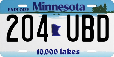 MN license plate 204UBD