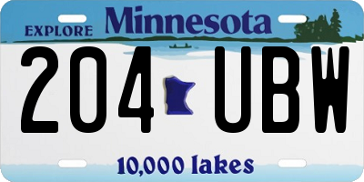 MN license plate 204UBW