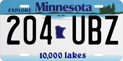 MN license plate 204UBZ