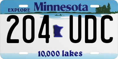 MN license plate 204UDC