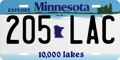 MN license plate 205LAC