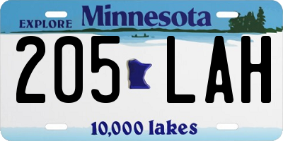 MN license plate 205LAH