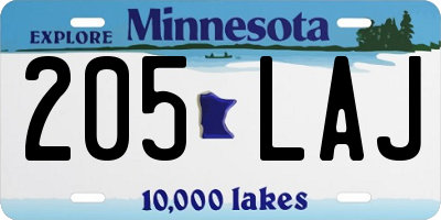 MN license plate 205LAJ