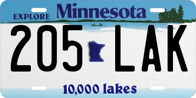 MN license plate 205LAK