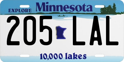 MN license plate 205LAL