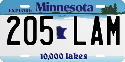 MN license plate 205LAM