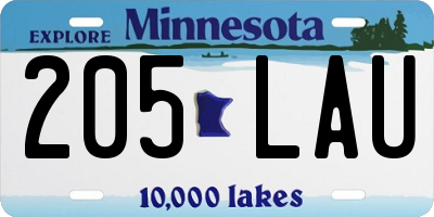MN license plate 205LAU