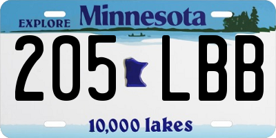 MN license plate 205LBB
