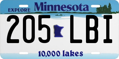 MN license plate 205LBI