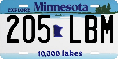 MN license plate 205LBM