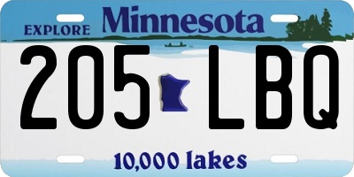 MN license plate 205LBQ