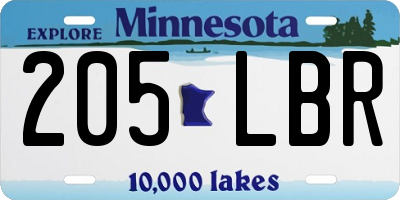 MN license plate 205LBR