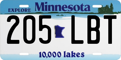 MN license plate 205LBT