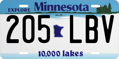 MN license plate 205LBV